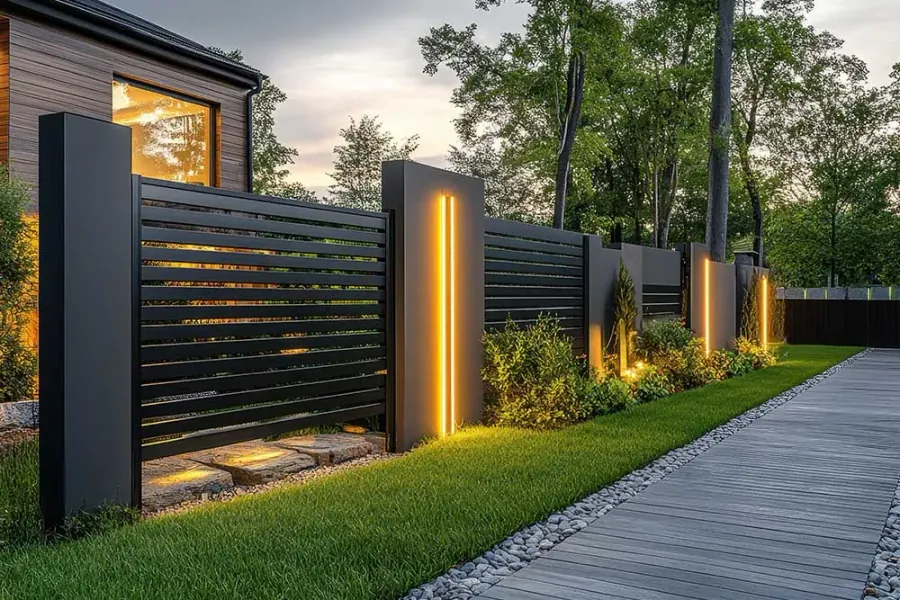 Decorative aluminum fence for a modern home