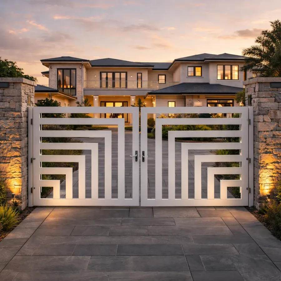 Modern custom aluminum gate and fence